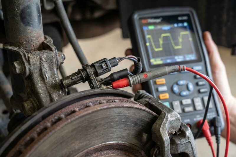 Wie man ein Radgeschwindigkeitssensorsignal mit einem Oszilloskop oder Multimeter prüft